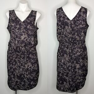 Lole black purple v neck sleeveless dress L